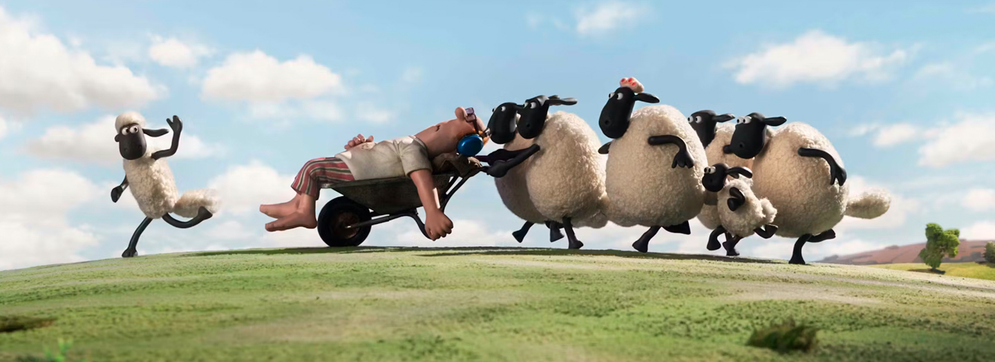 Sheep working together to rescue a farmer